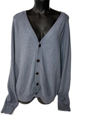Lucky Brand Women’s  Slate Blue V-Neck Button Cardigan- 100% Cotton